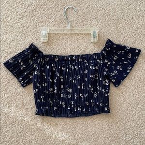 Blue floral off the shoulder top